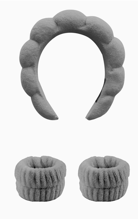 Diadema de lavado facial y 2 correas de muñeca